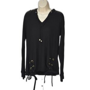 Michael Kors Basics Waffle Weave Hooded Knit Top Size M